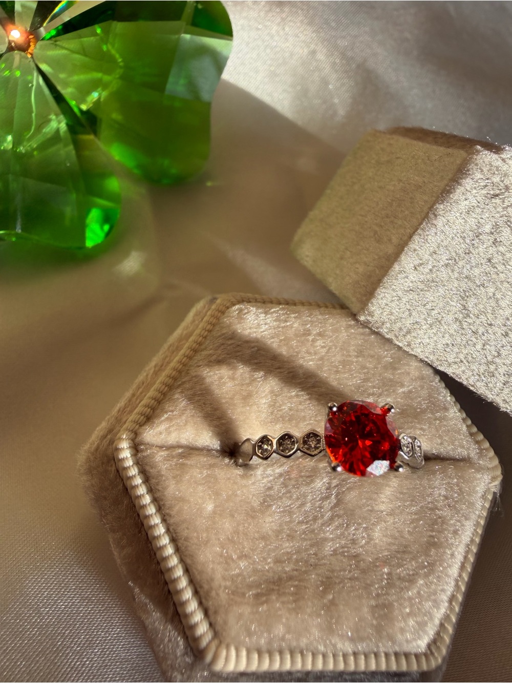 Vibrant Red Oval Statement Ring | 925 Sterling Silver Band | Size 7